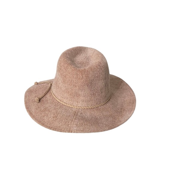 Tan Fedora Classic Corduroy Look Cowgirl Hat Soft Yarn One Size Braided Hatband - Picture 12 of 12